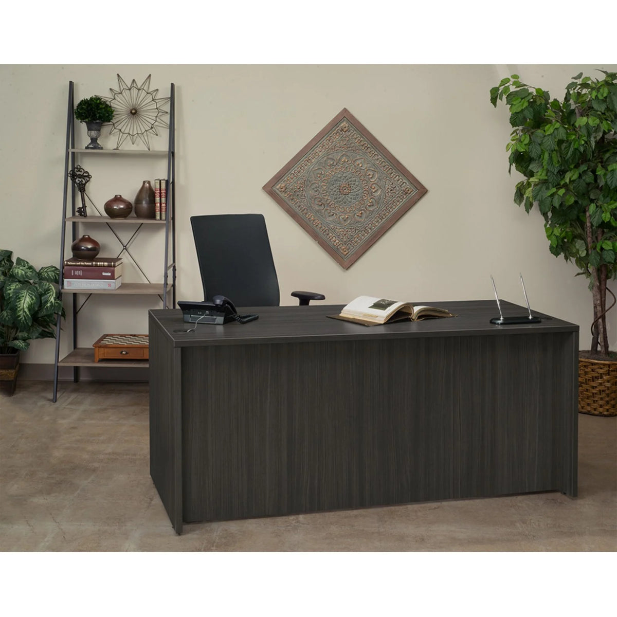 66 x 30 in. Cherry Office Desk with Double Full Pedestal C725