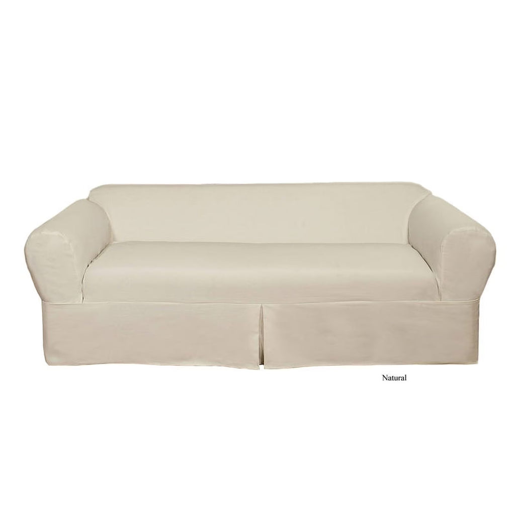 Natural Cotton Twill 2 Piece Sofa Slipcover G153311