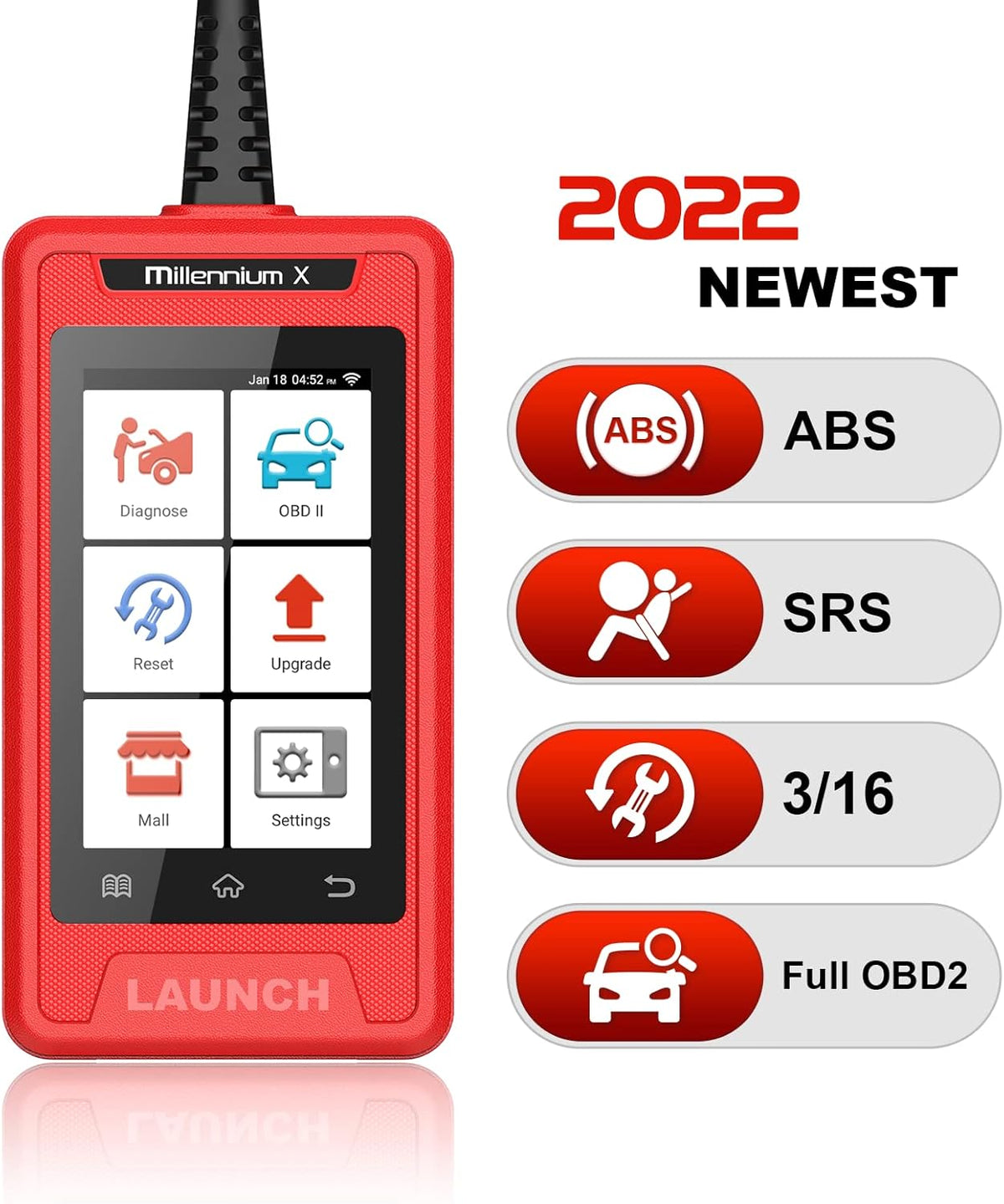 OBD2 Scanner Car Code Reader with 16 Reset Functions O19724