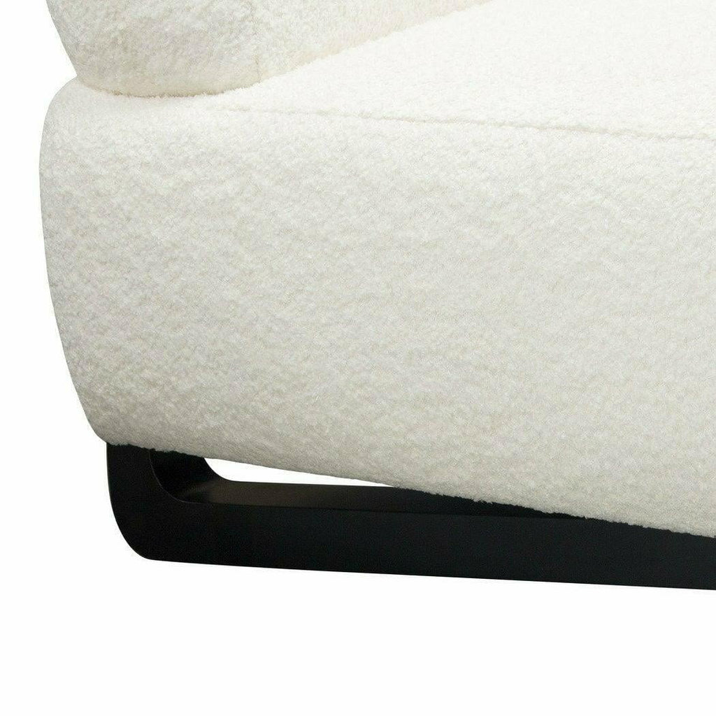 Faux White Shearling Armless Chair with Black Wood Leg Base S80966