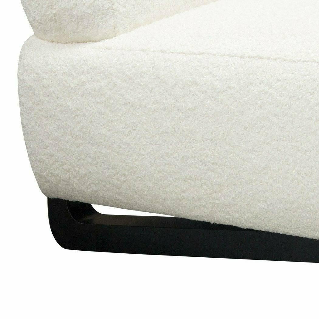 Faux White Shearling Armless Chair with Black Wood Leg Base S80966