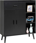 White Wood Storage Cabinet with 1 Drawer and 3 Shelves U900788