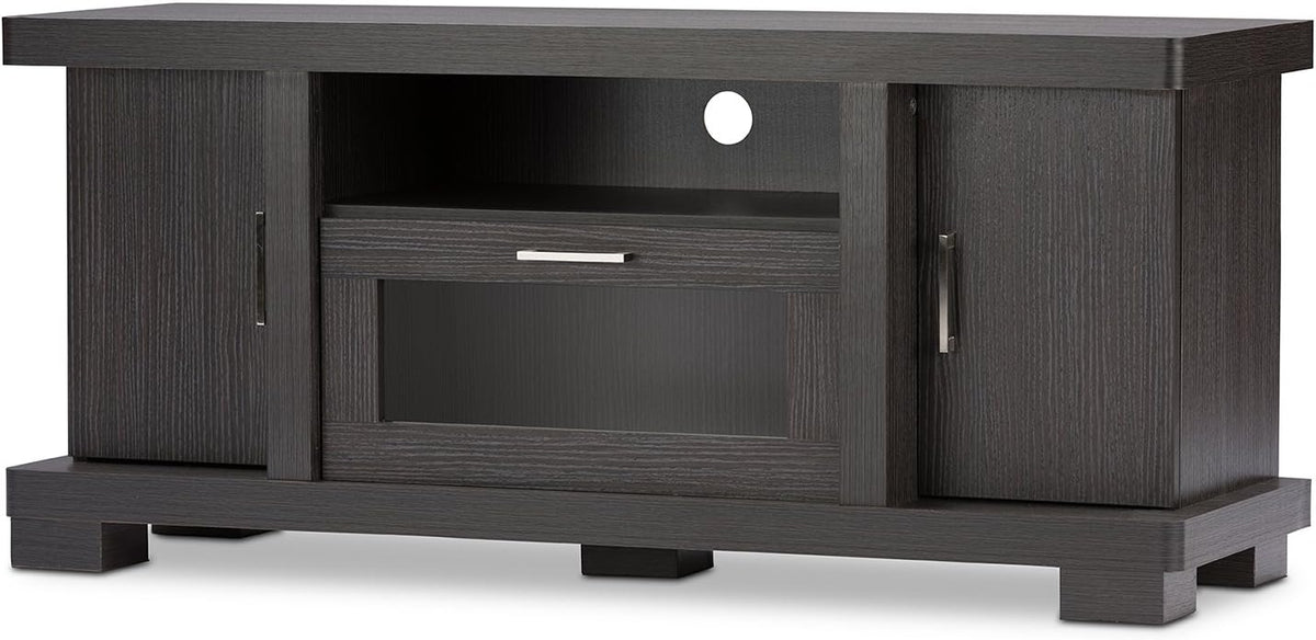 Dark Brown Wood TV Cabinet with 2 Doors H63662