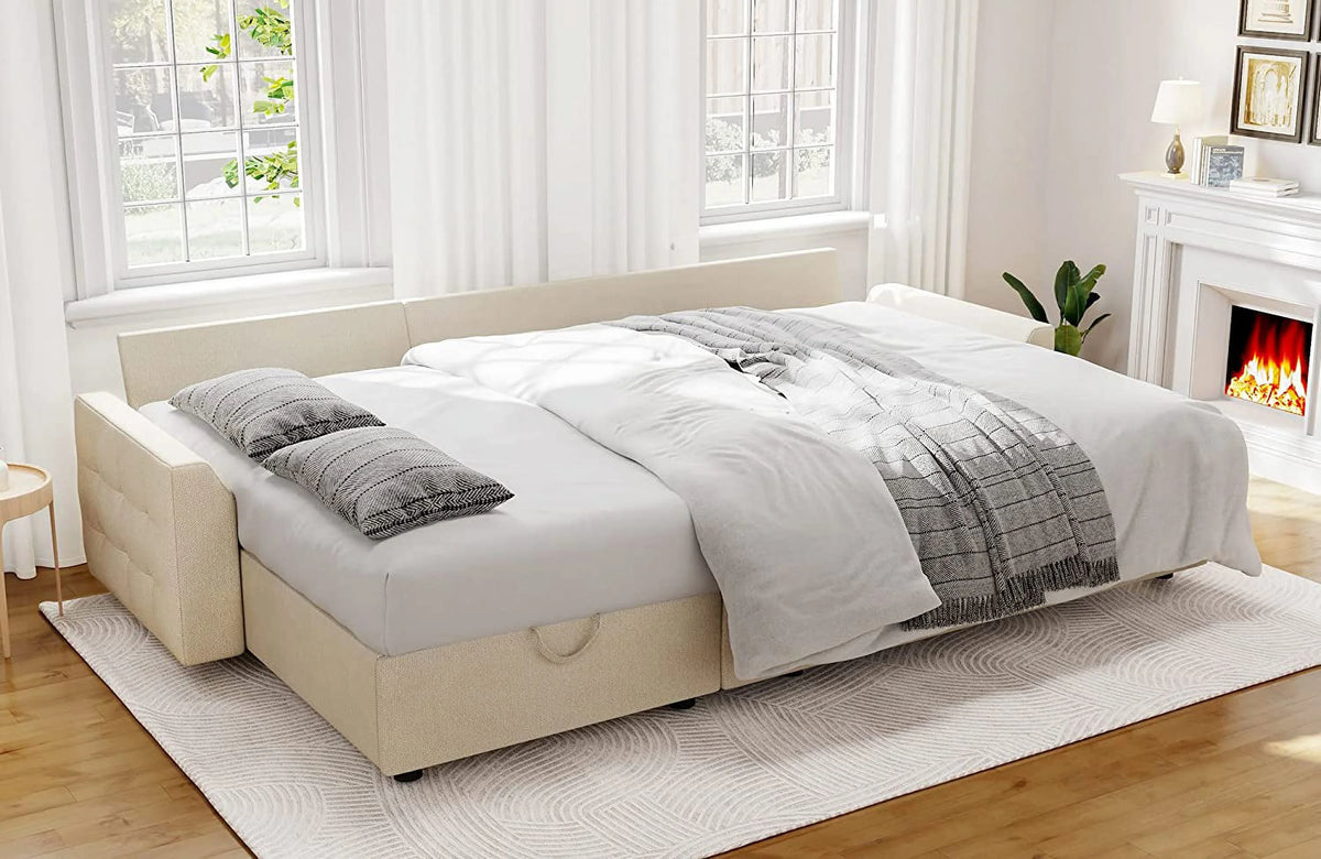 87 Inch Chenille Grey Pull Out Sofa Bed H851712