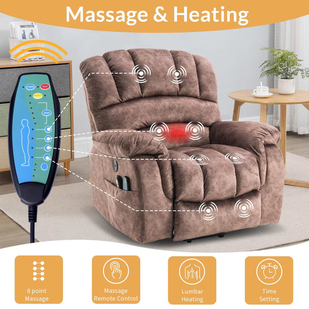Large Power Lift Recliner with Massage and Heat X168