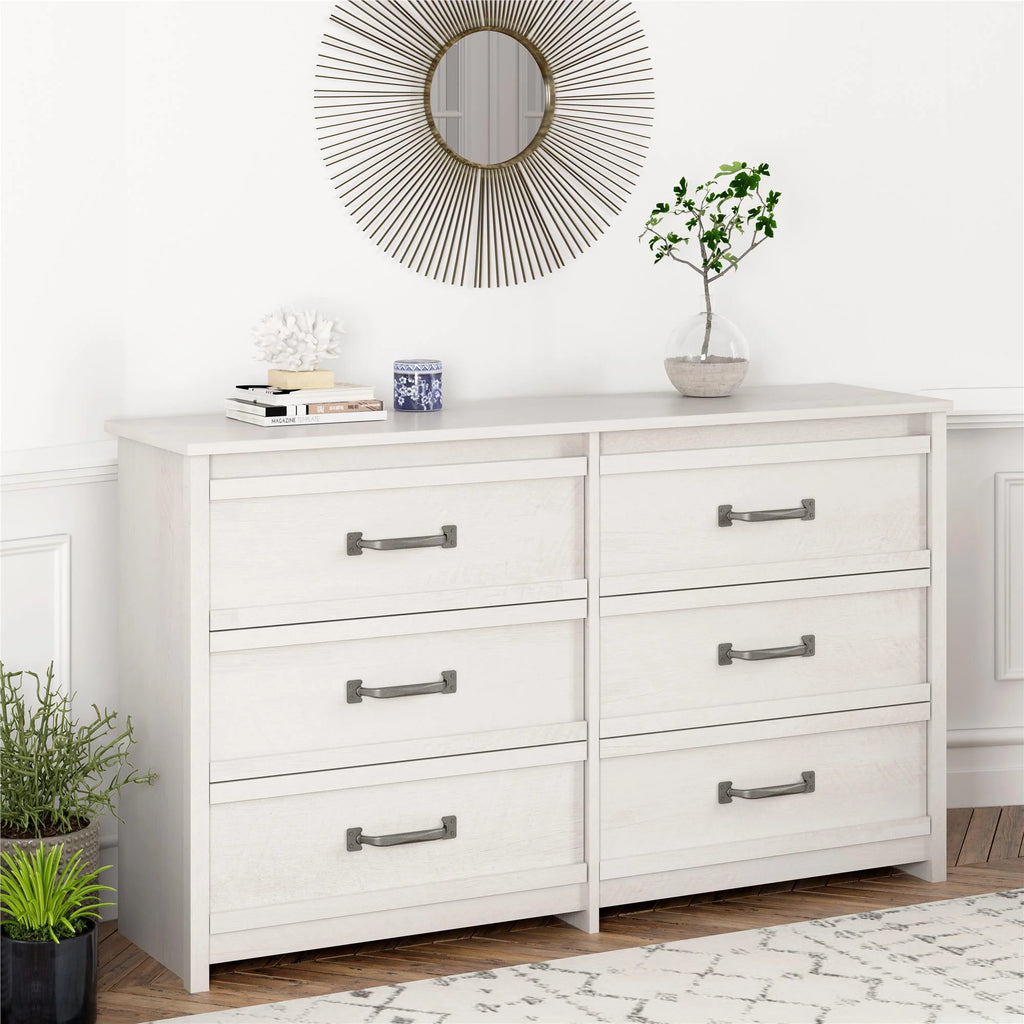 6 Drawer Ivory Oak Dresser S418