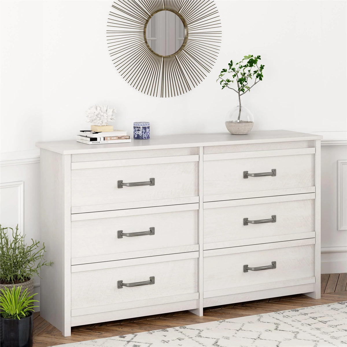 6 Drawer Ivory Oak Dresser S418