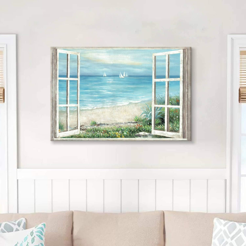 Abstract Sea View Wall Art Canvas Painting 36''W x 24''H X435