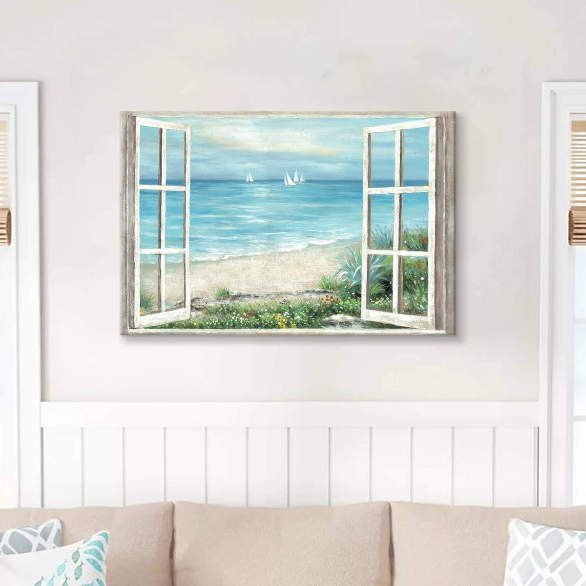Abstract Sea View Wall Art Canvas Painting 36''W x 24''H X435