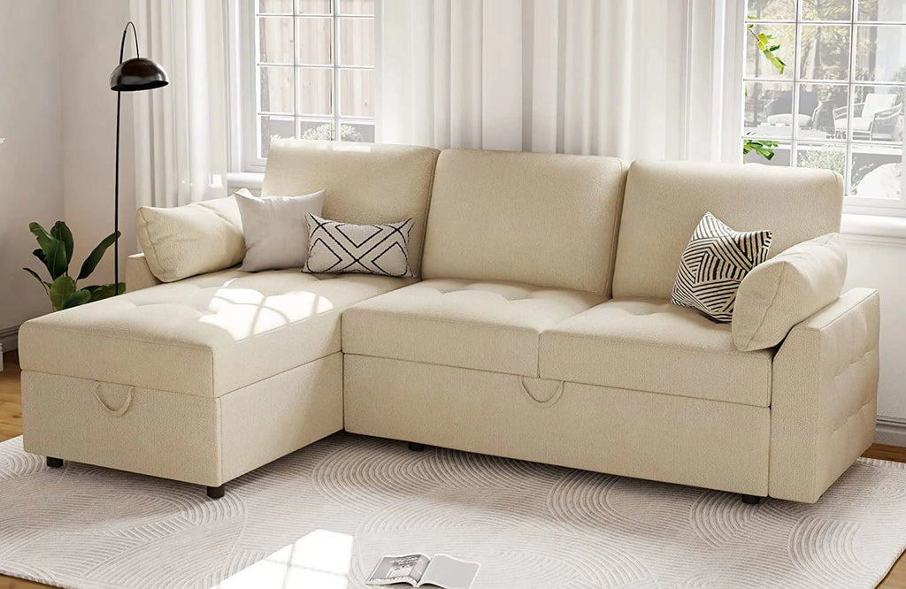 87 Inch Chenille Grey Pull Out Sofa Bed H851712