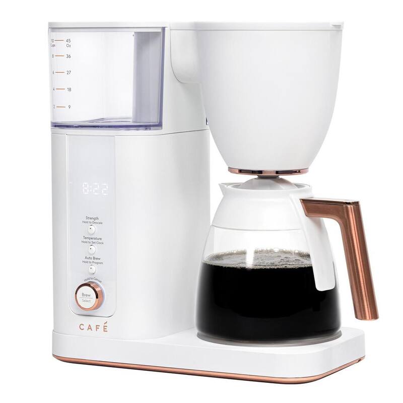 10 Cup Matte White Drip Coffee Maker with Glass Carafe G624