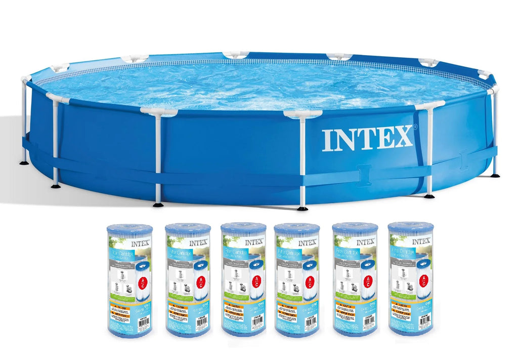 12' x 30 Metal Frame Swimming Pool with Pump & Filters J449305