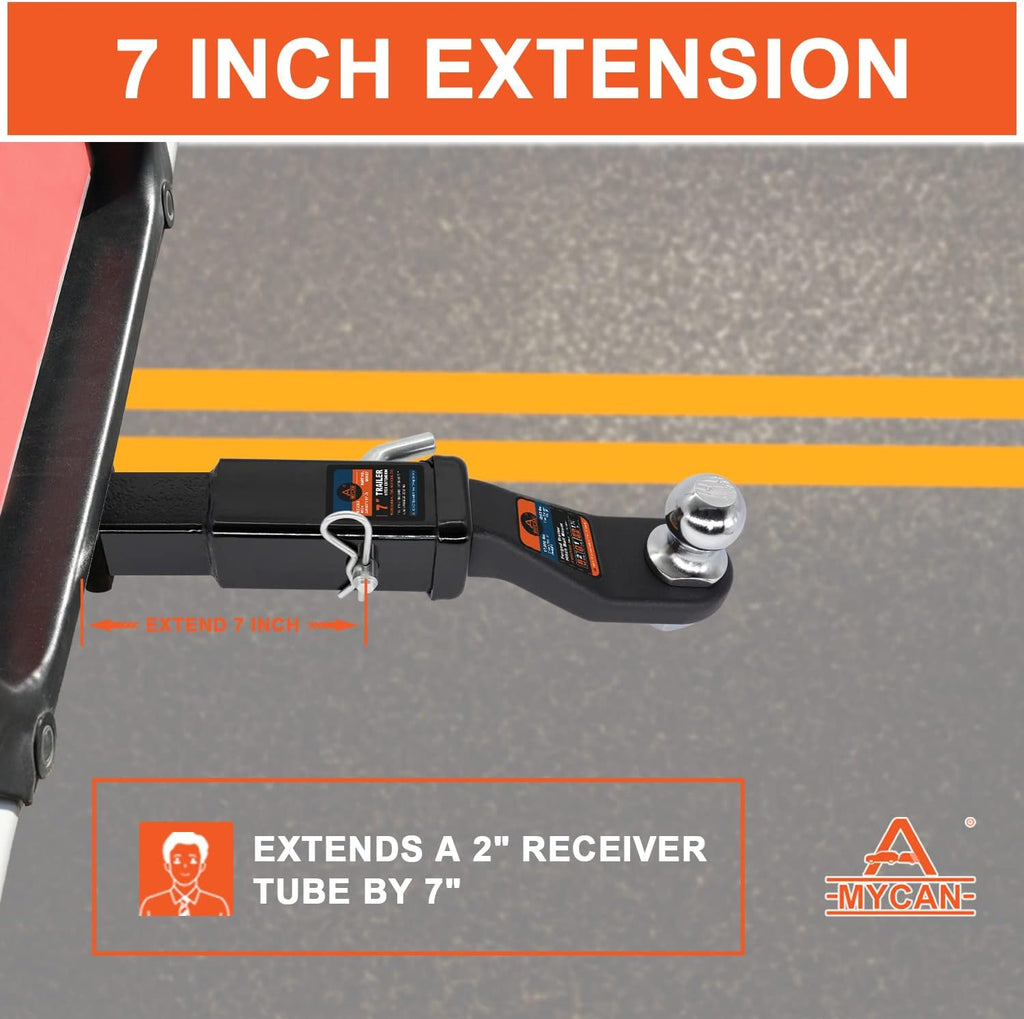 Hitch Extender 7 inch 2 inch Receiver Solid Shank Heavy Duty 3500 lbs Pack of 2 L41574