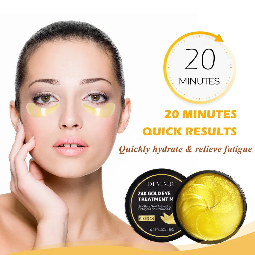 24K Gold Eye Mask, 30 Pairs Gel Under Eye Patches B279179