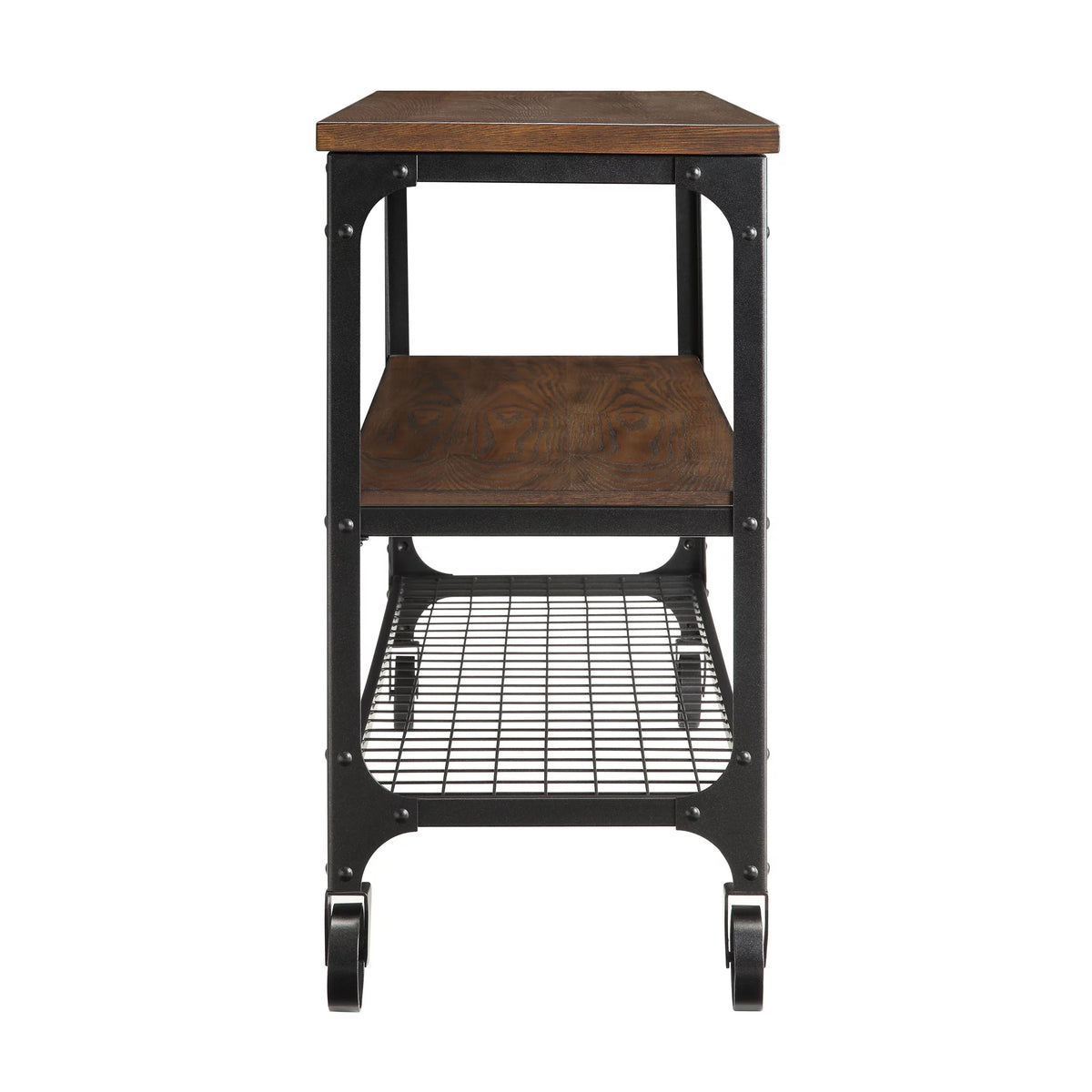 Industrial Wood and Metal Console Table with Wheels A758505