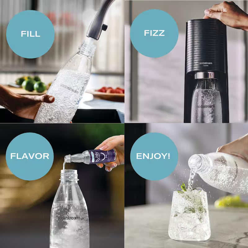 Black Soda Machine and Sparkling Water Maker Kit T440709