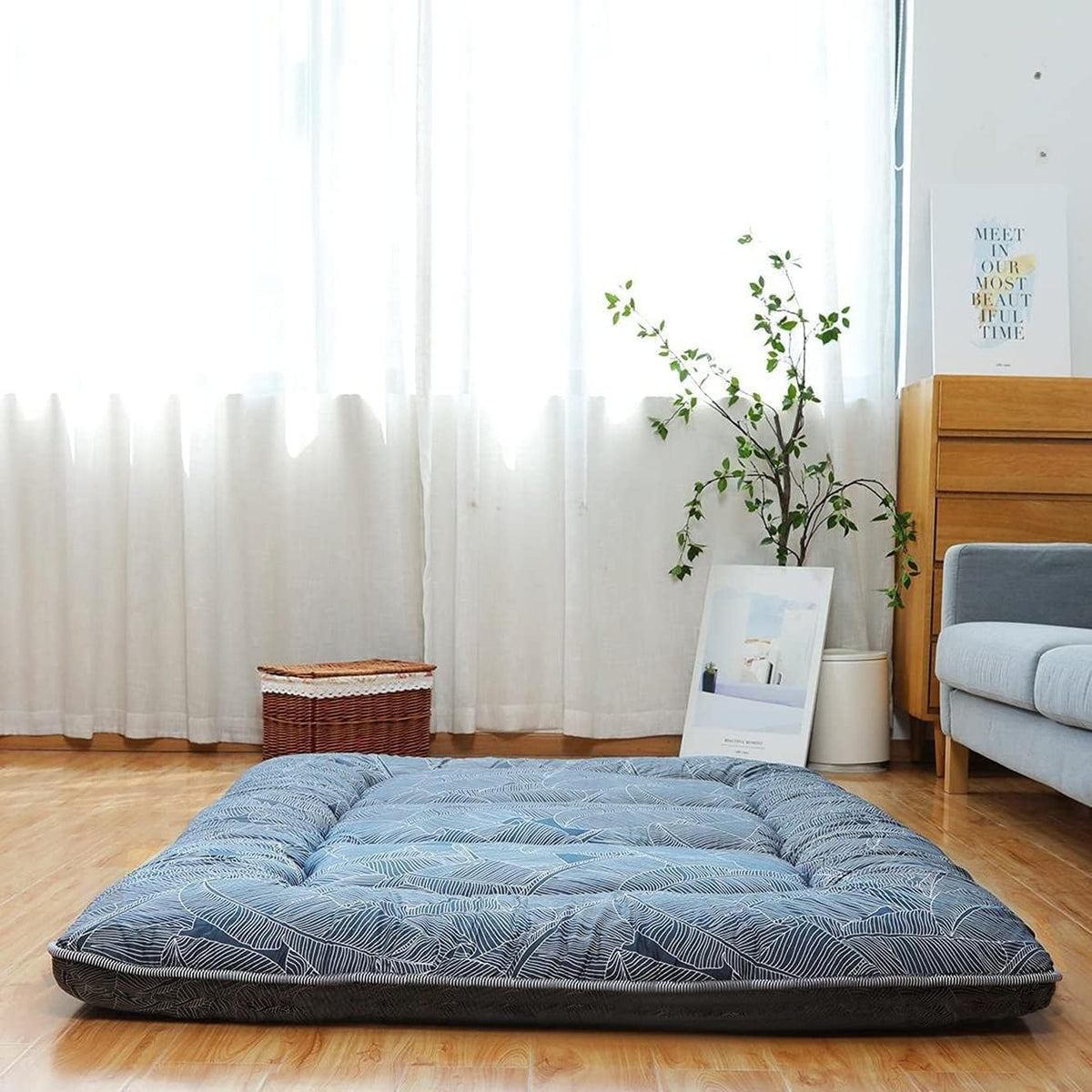 Japanese Floor Mattress Foldable Tatami Mat with Washable Cover H9137