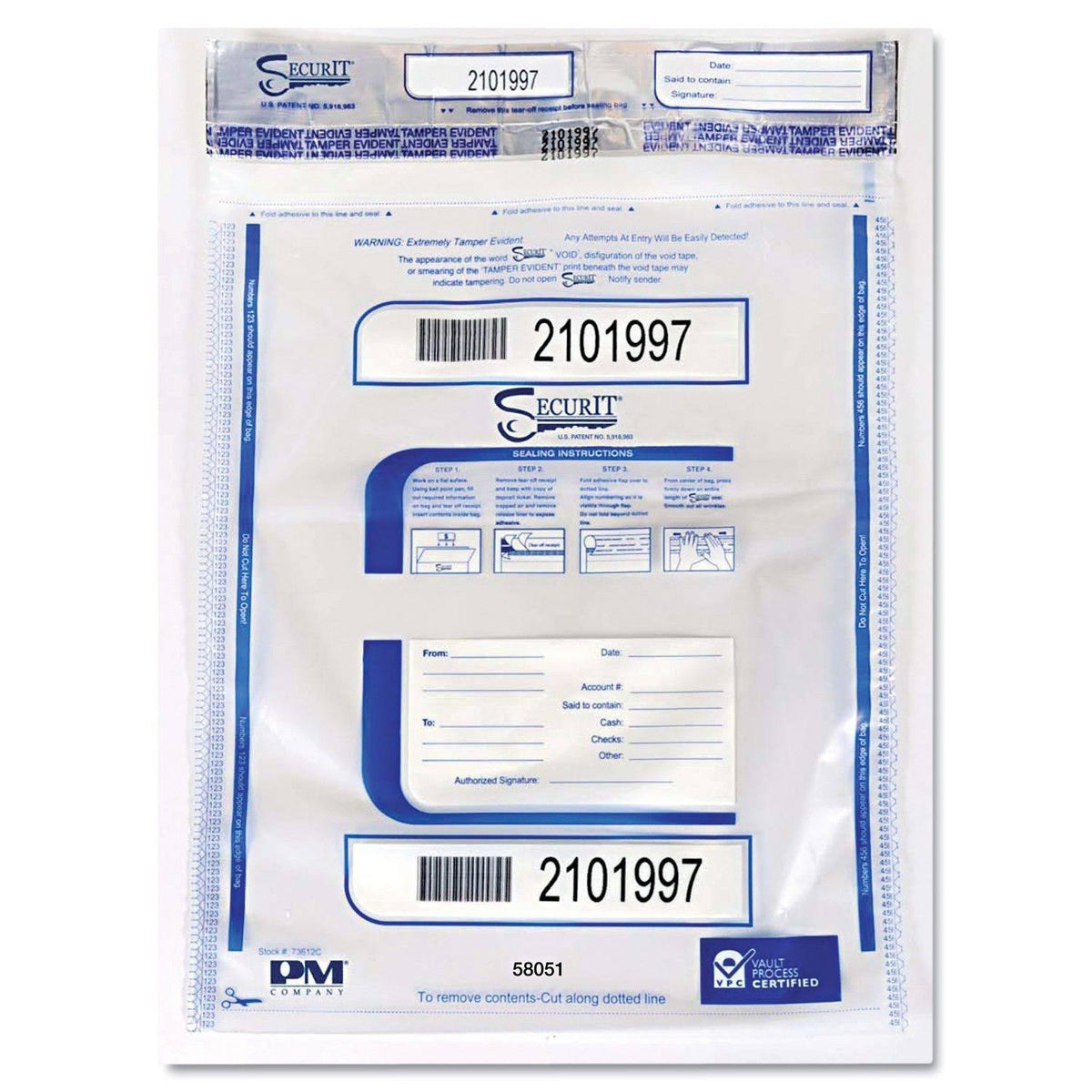 Clear Tamper-Evident Deposit Bags, 50/Pack E68869