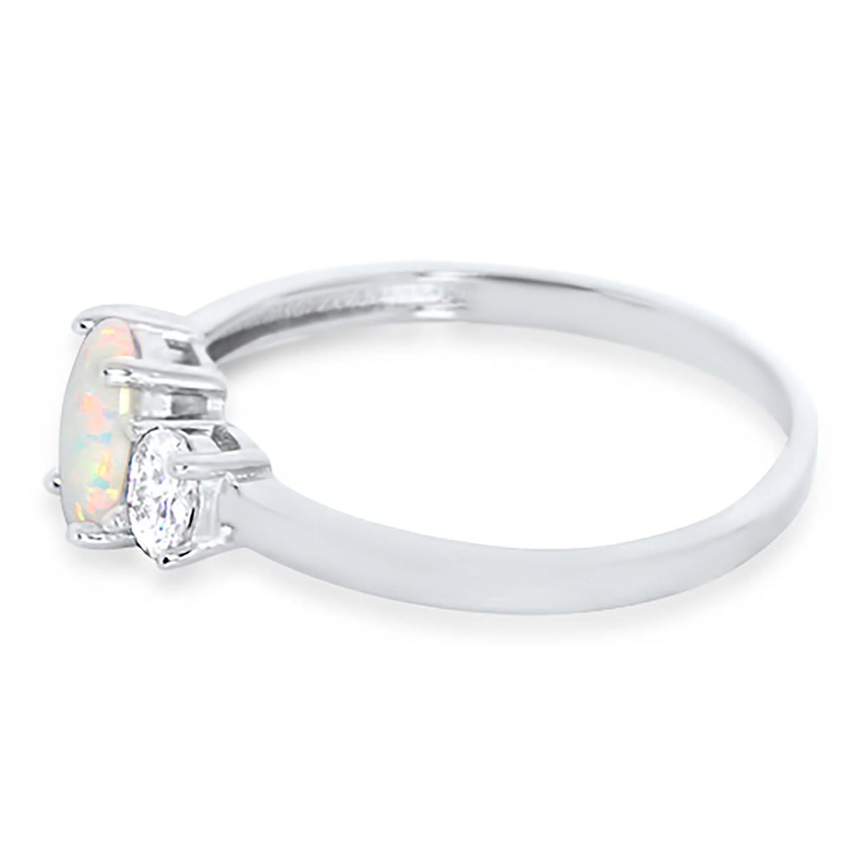 3 Stone Created Opal Ring Size 7 B24123