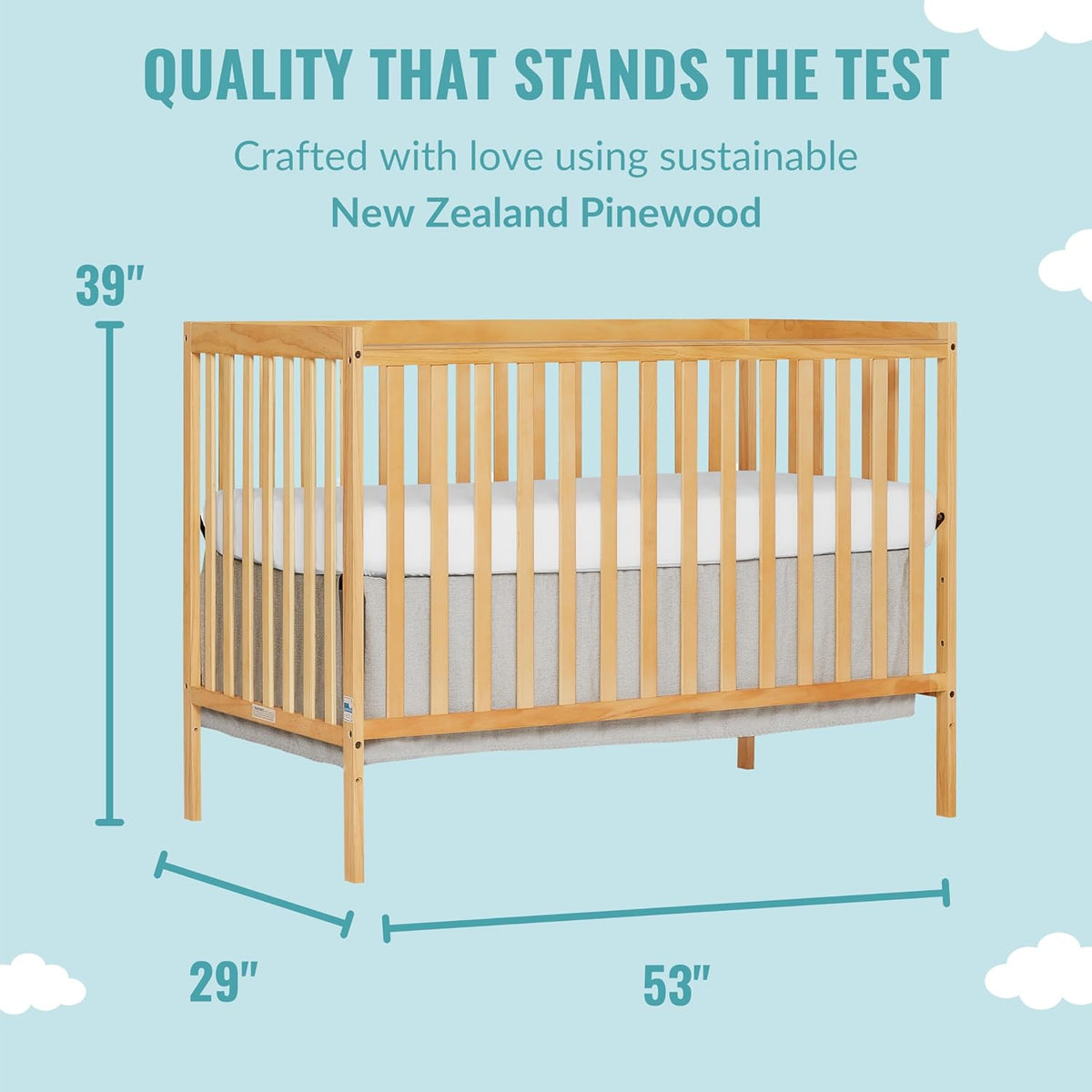 5-in-1 Convertible Crib with Changing Table in Natural O695