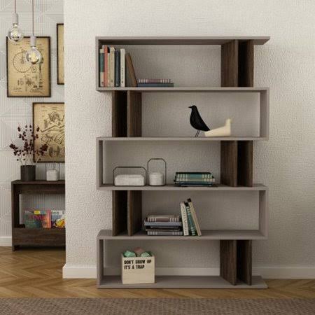 Brown Geometric Bookcase H22302