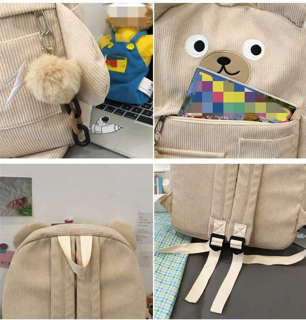 Corduroy Backpack Schoolbag B374