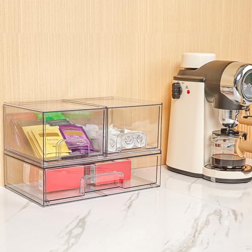 Clear Plastic Stackable Storage Drawers Set of 6 G384
