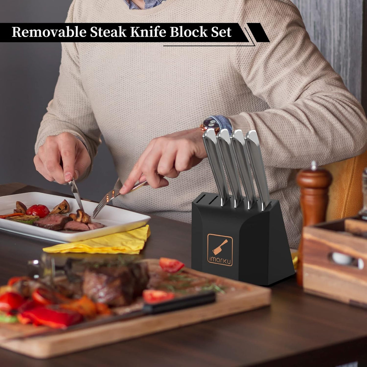 16 Pcs Stainless Steel Kitchen Knife Set with Block P9560