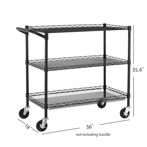 3 Tier Steel Utility Cart with Wheels W785