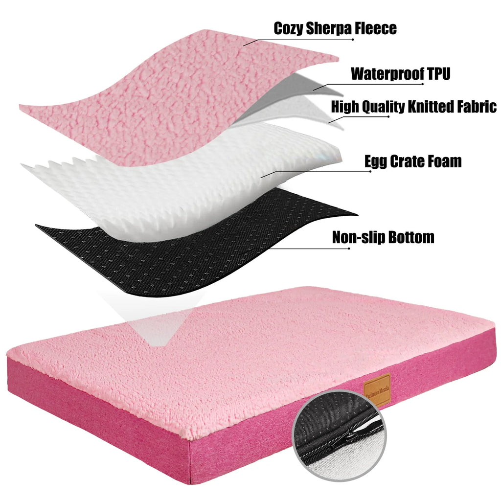 30"X20" Pink Orthopedic Pet Bed with Removable Washable Cover U6494