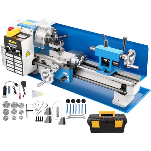 7"x14" 550W Variable Speed Metal Lathe with 3-jaw Chuck Digital Display G18757