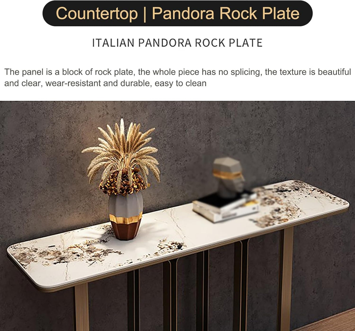 Narrow Entryway Table with Geometric Metal Base C67519
