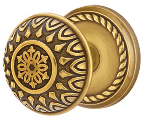 Solid Brass Passage Door Knob Set with Rope Rosette U3173