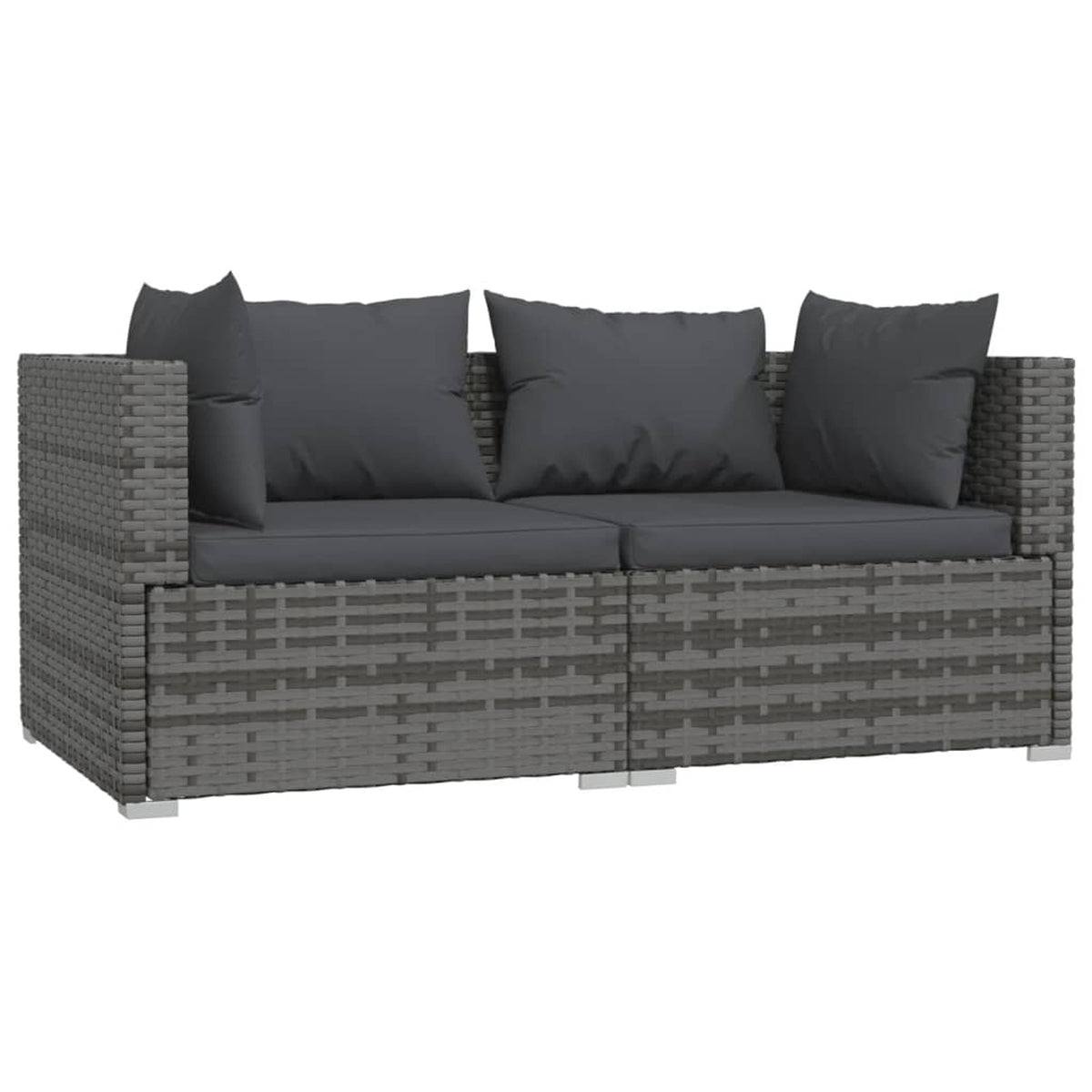 3 Piece Patio Lounge Set Gray Poly Rattan Sectional Outdoor Furniture Set O5379