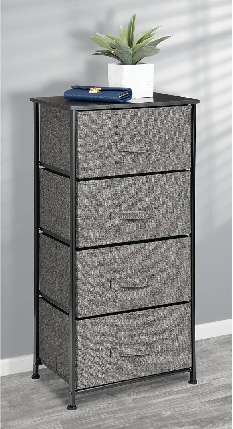 Charcoal Gray/black 4 Drawer Vertical Dresser Storage Tower R80289