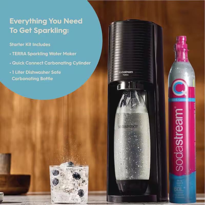 Black Soda Machine and Sparkling Water Maker Kit T440709