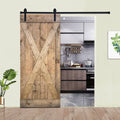 Paneled Wood Barn Door with Installation Hardware Kit - Dark Walnut Q73073