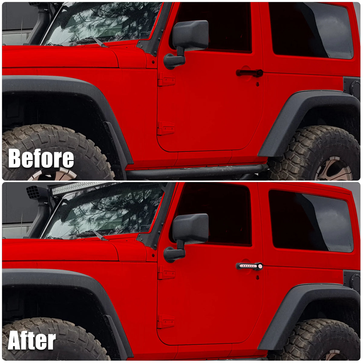 Pink Exterior Door Handle Decoration Strip Trim with Push Button Cover for Jeep Wrangler 2 Door 2007-2018 O164