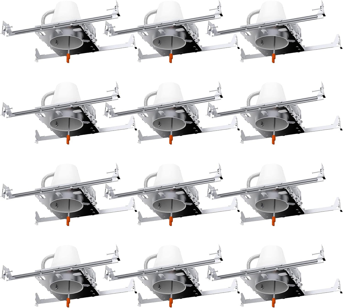 12 Pack 4 Inch Recessed Lighting Housing, Air Tight Steel Ceiling Can, IC Rated H47833
