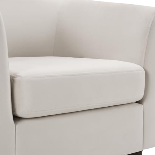 White Velvet Accent Barrel Chair with Ottoman F7660