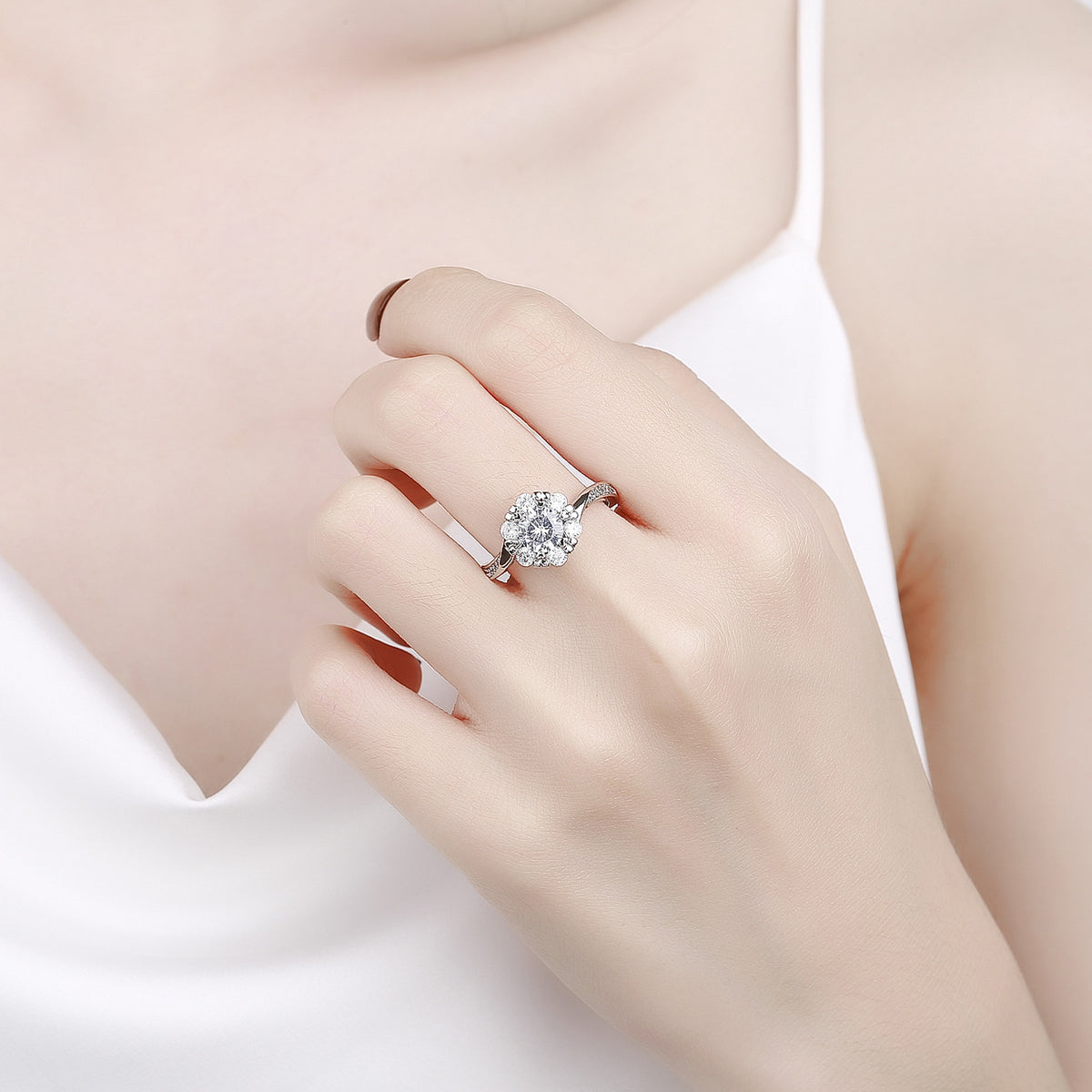 1 Carat Moissanite Adjustable Engagement Ring 925 Sterling Silver Solitaire Rings K12567