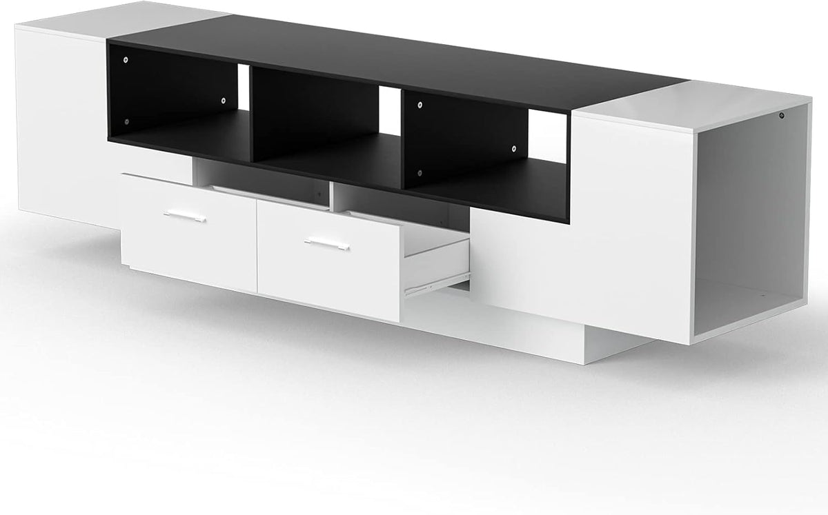 70 Inch Black & White Glossy TV Stand B4398