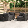 3 Piece Patio Lounge Set Gray Poly Rattan Sectional Outdoor Furniture Set O5379