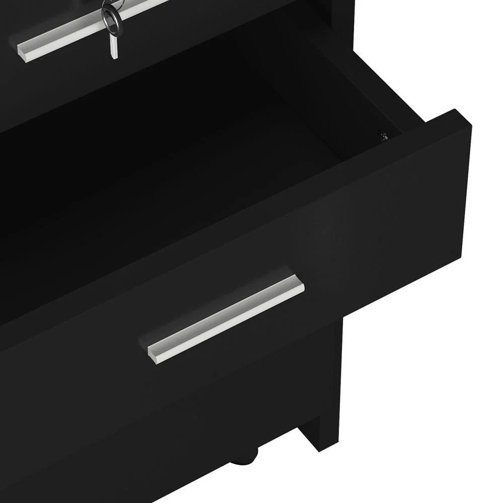 Black Wood Rolling Salon Cabinet Cart Z299977