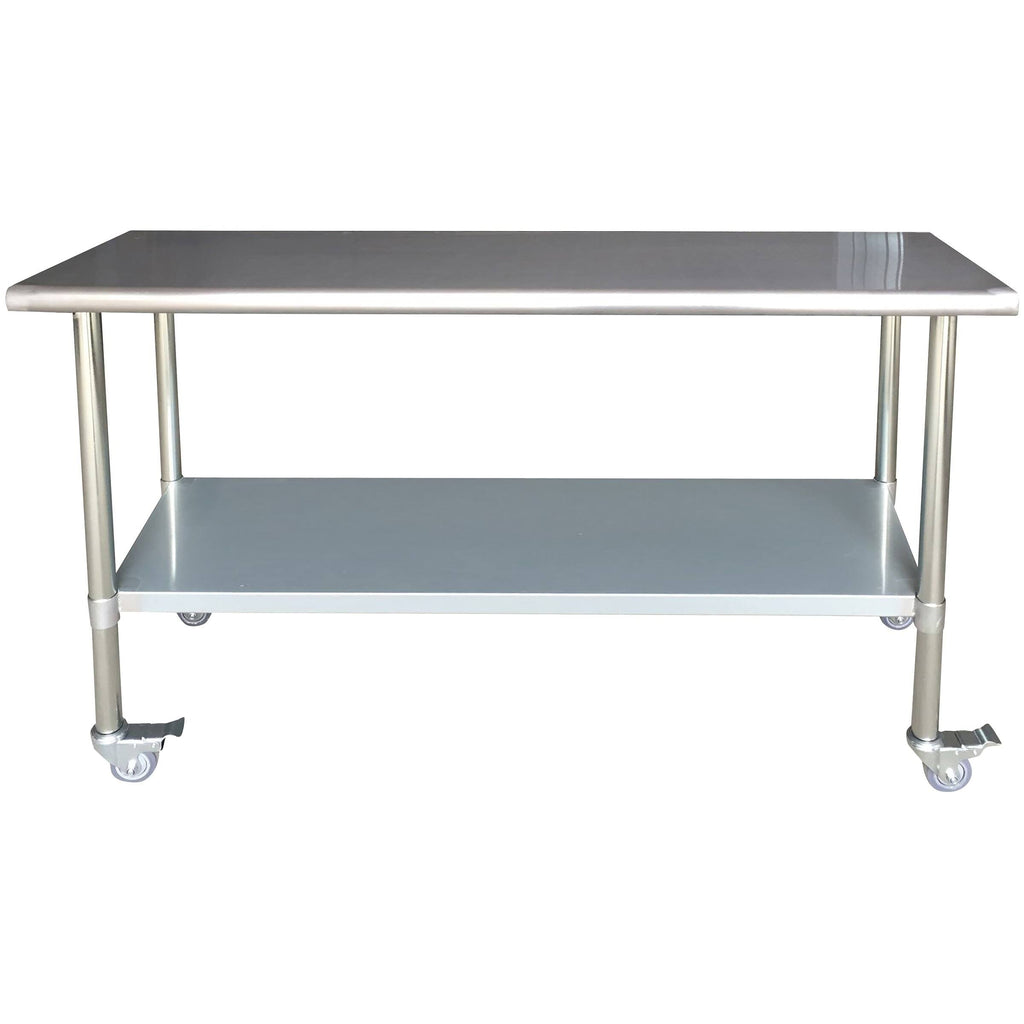 Stainless Steel Work Table with Casters 24 x 72 Inches F3310