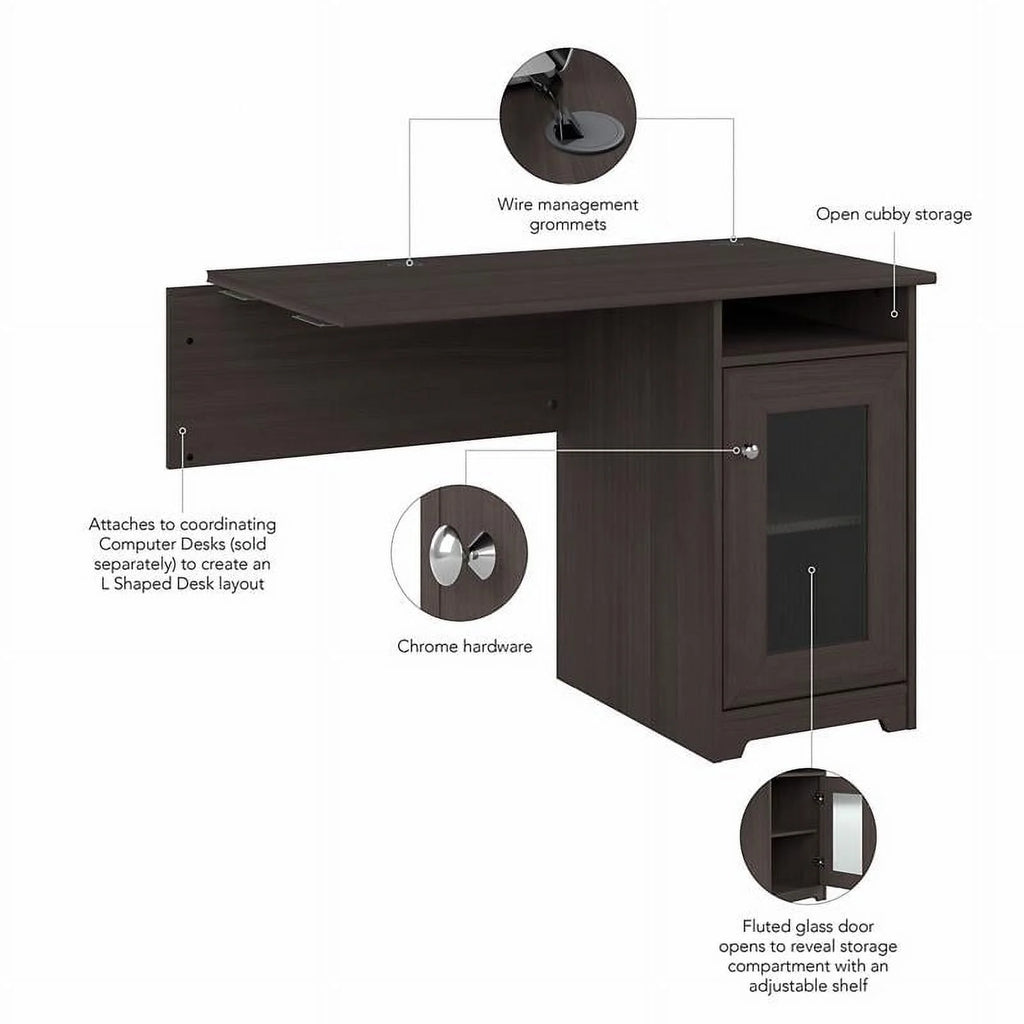 Heather Gray Engineered Wood Desk with Storage A25998