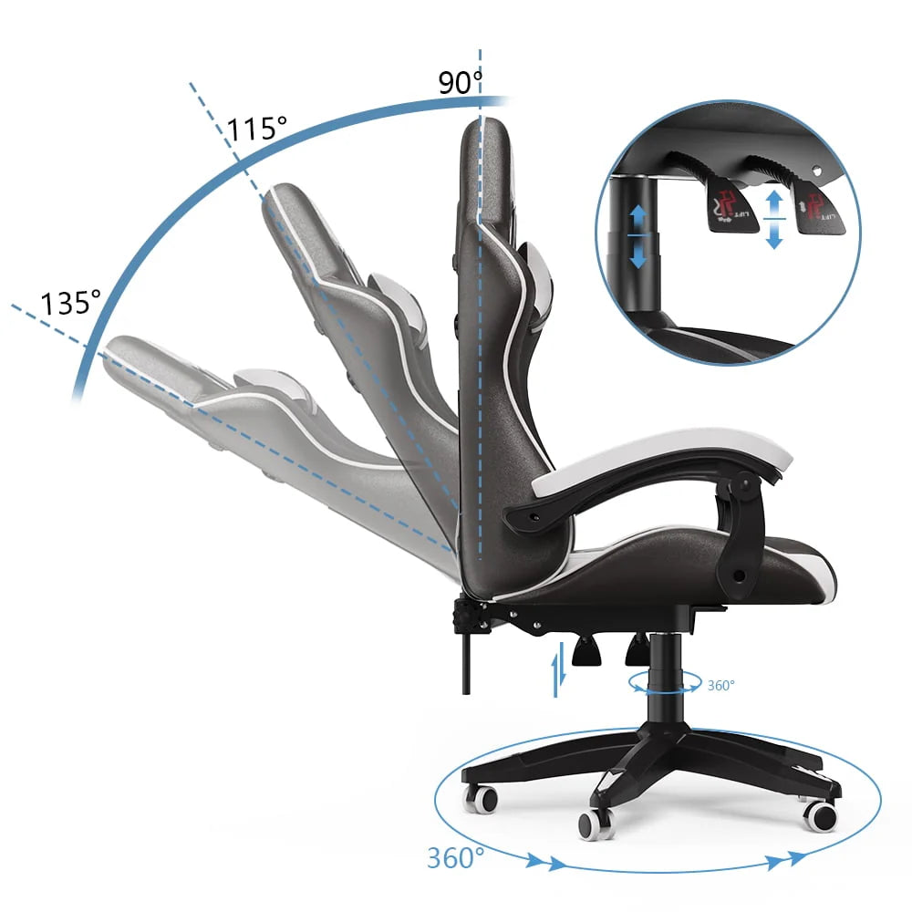 Blue Ergonomic High-Back Gaming Chair with Lumbar Support T44472