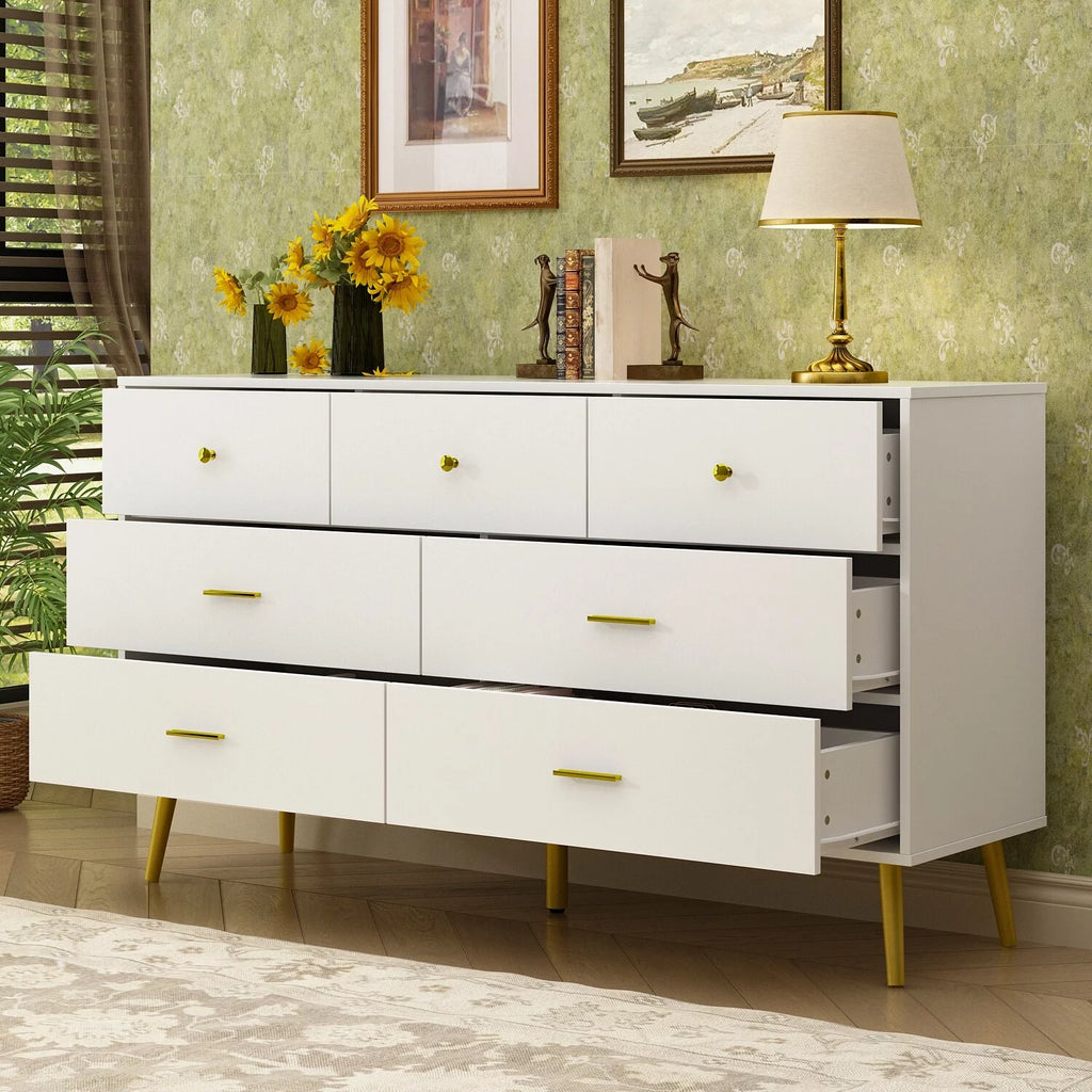 White 7 Drawer Dresser W3639