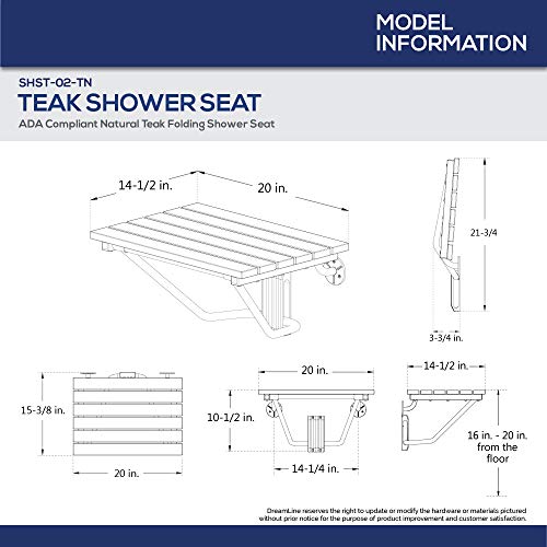 Teak Shower Seat, 20" W x 14" D F667573