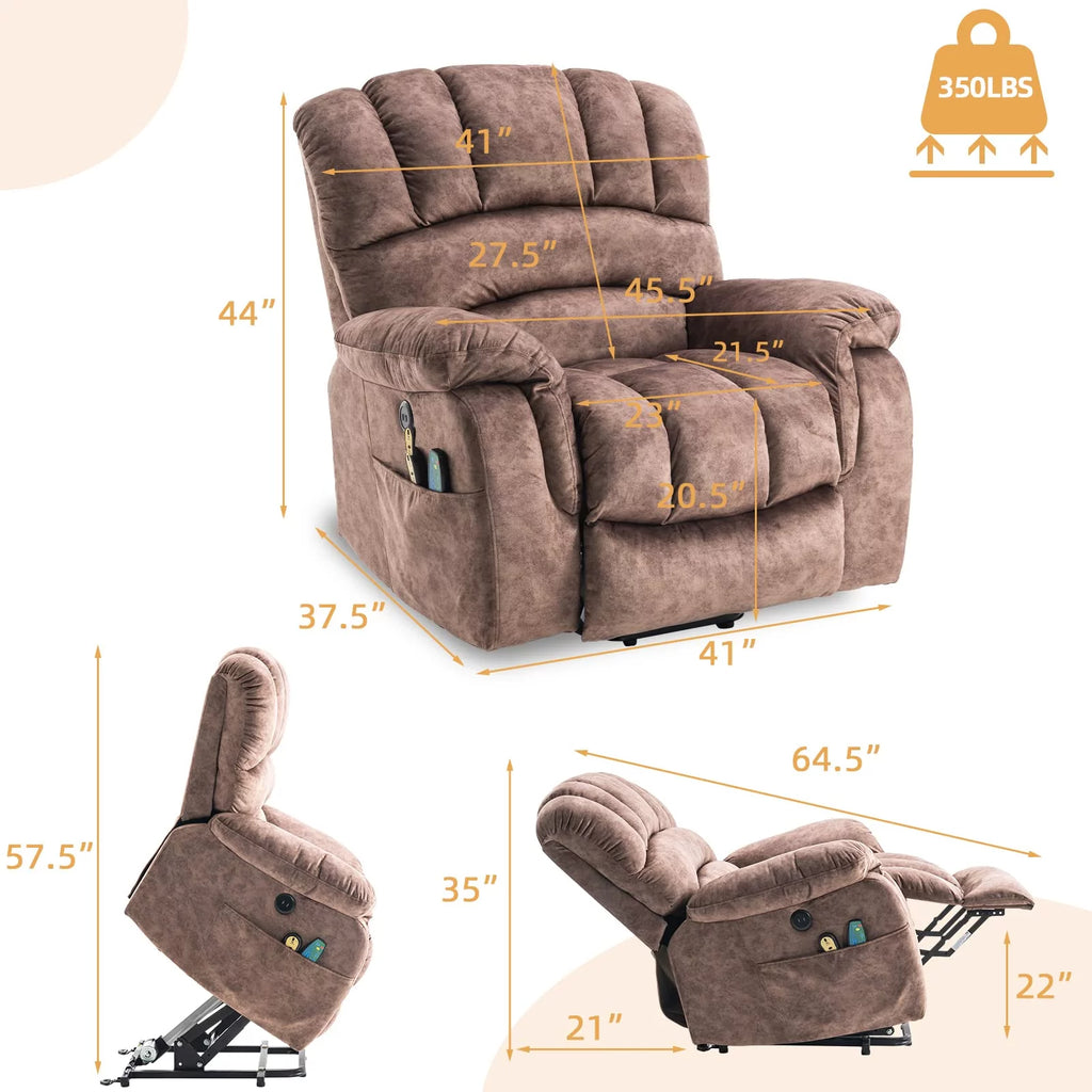 Large Power Lift Recliner with Massage and Heat X168